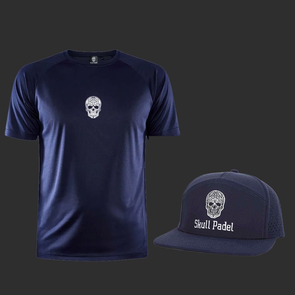 Bundle: Padel shirt Men + Blue Cap - Skull Padel