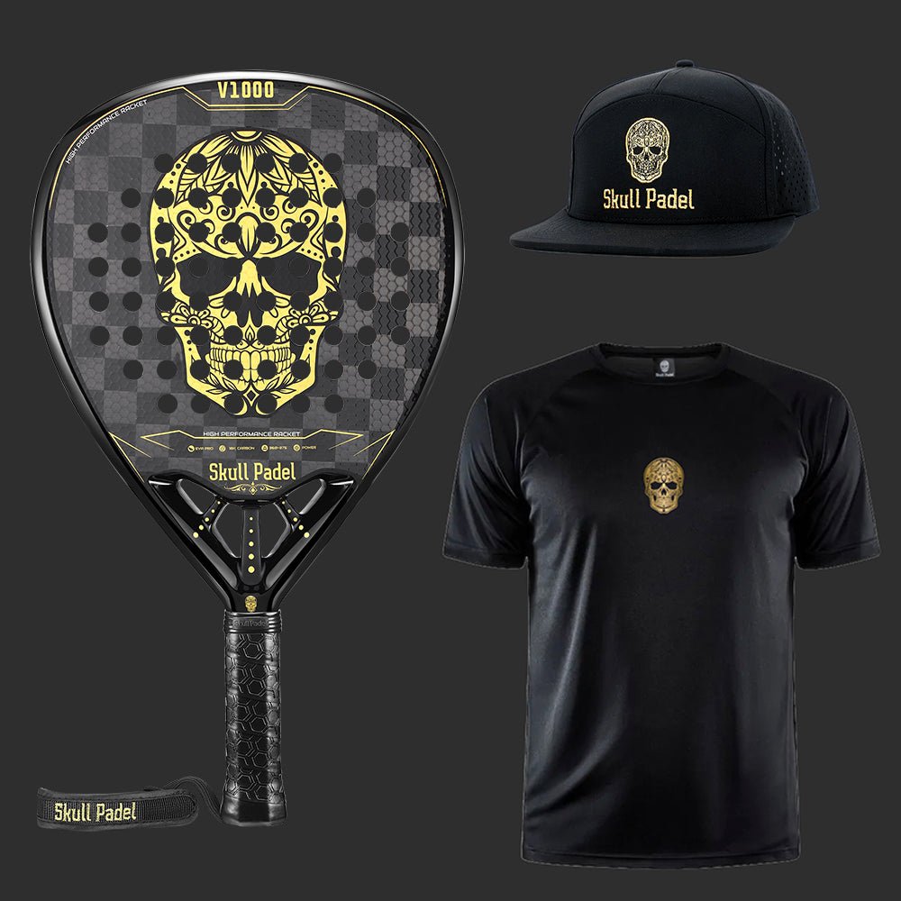 Bundle: V1000 + Shirt & Cap (Black Gold) - Skull Padel