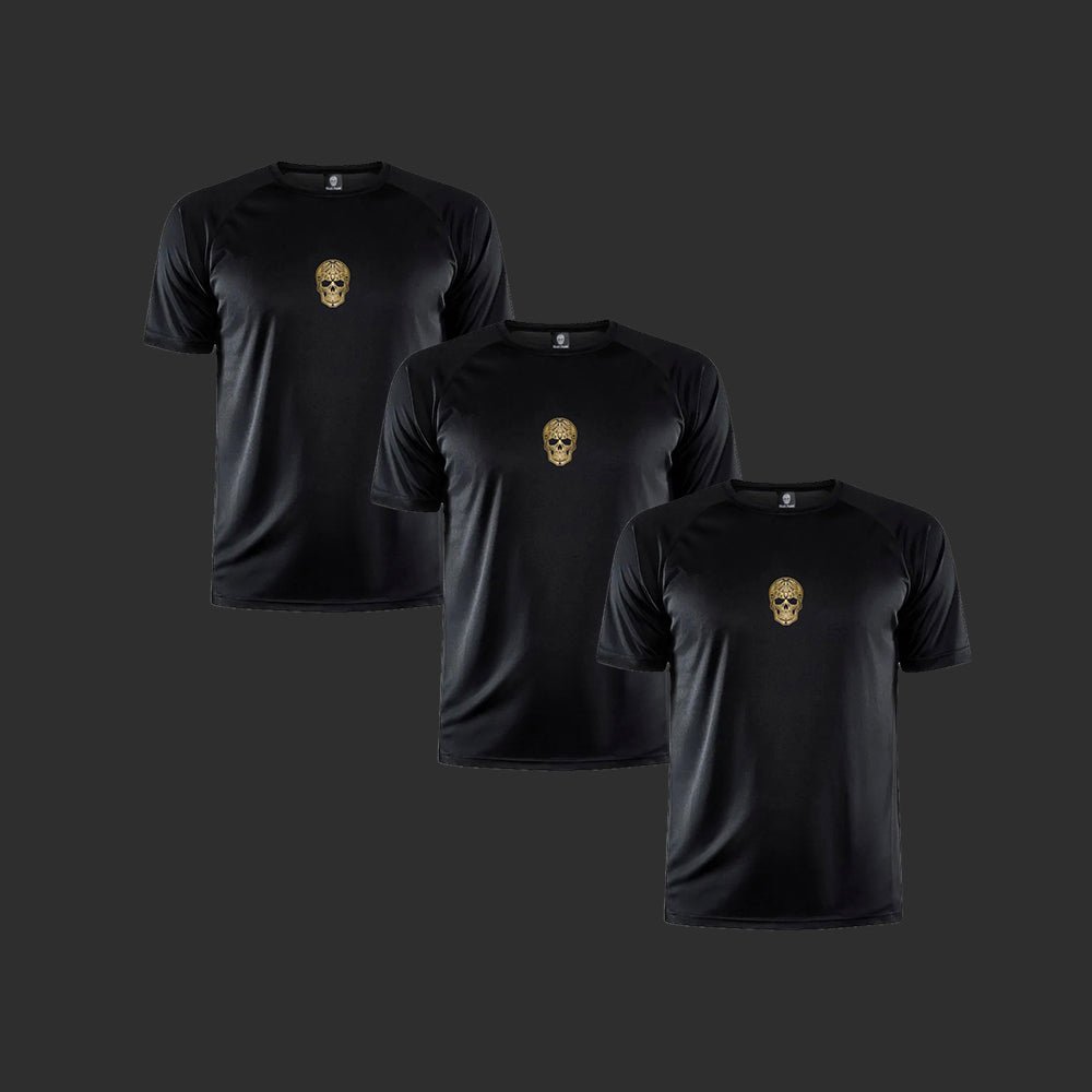 Padel shirt Men - Black Gold - 3 Pack - Skull Padel