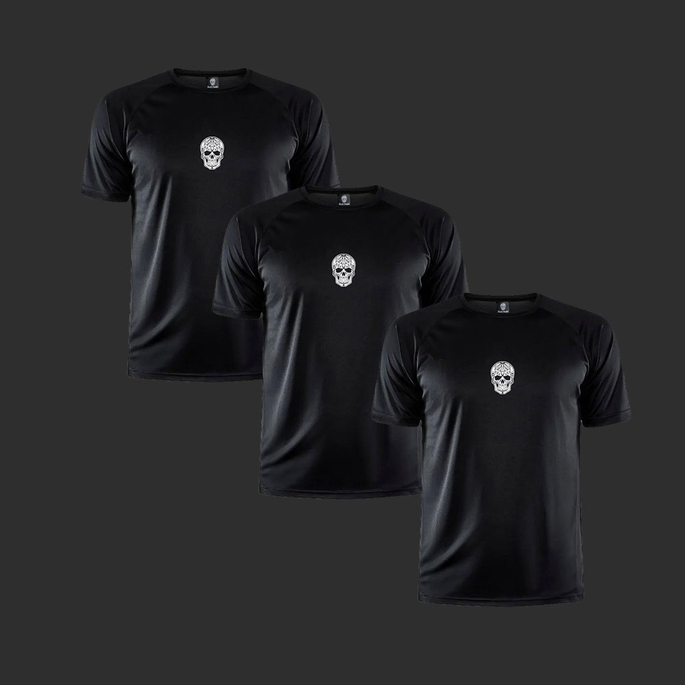 Padel shirt Men - Black White - 3 - Pack - Skull Padel