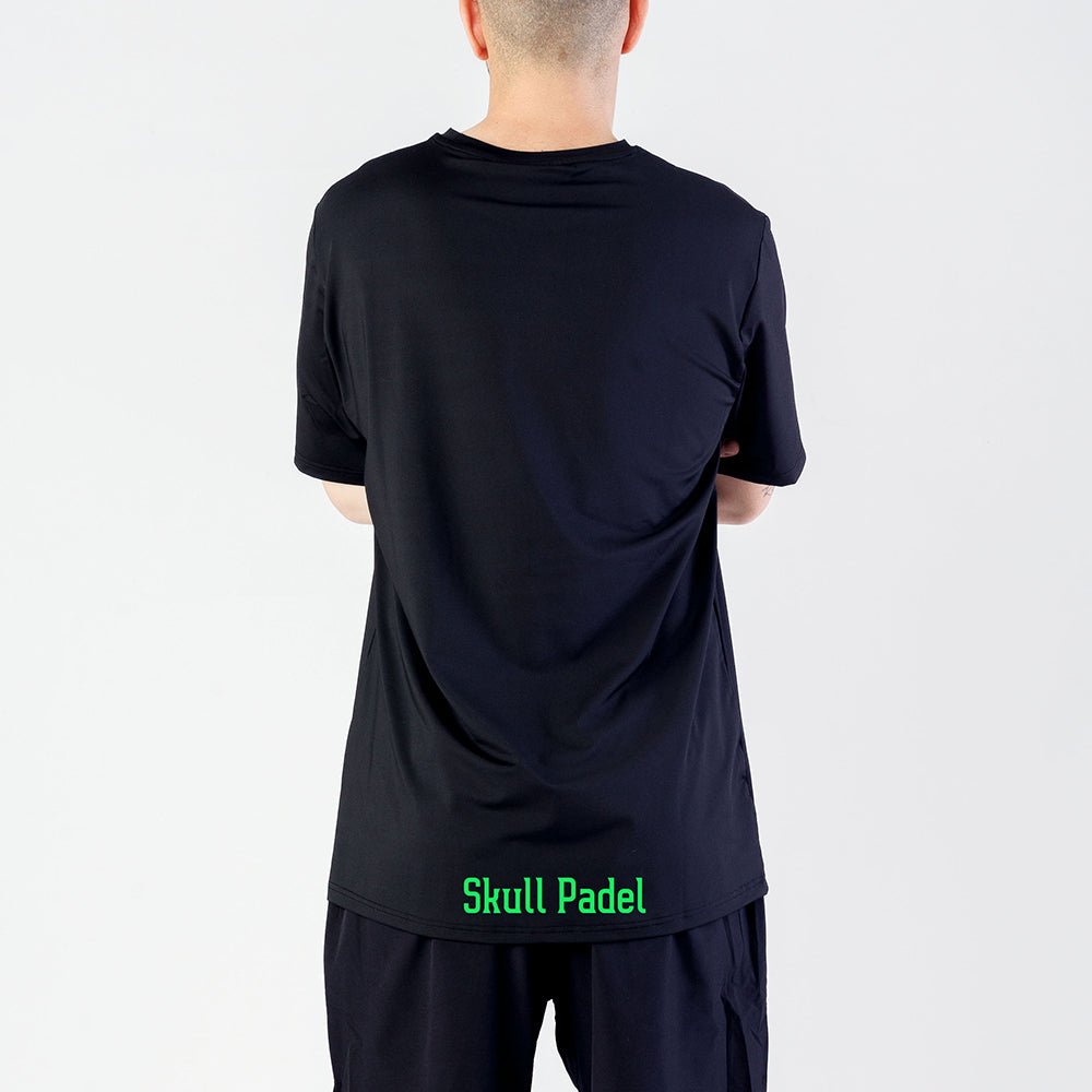 Padel Sportshirt Men - Black Green - Skull Padel