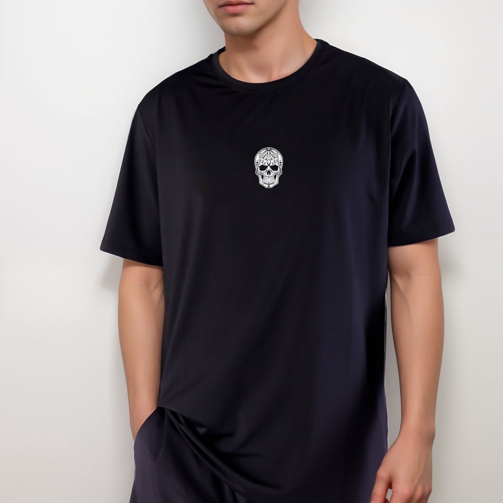 Padel Sportshirt Men - Black White - Skull Padel