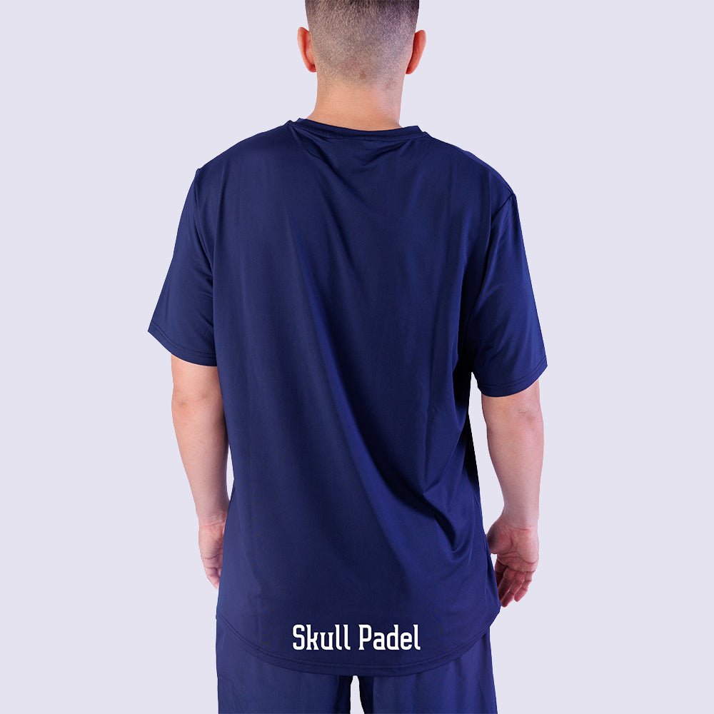 Padel Sportshirt Men - Blue white - Skull Padel