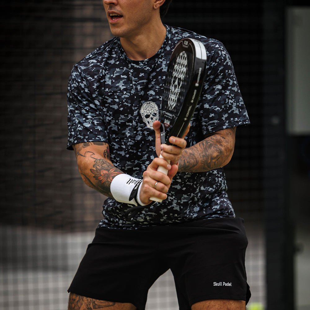 Padel Sportshirt Men - Pixel Camo - Skull Padel