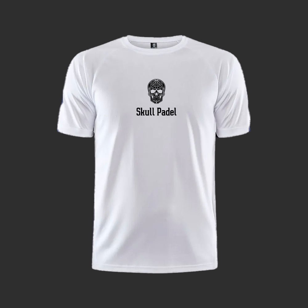 Padel Sportshirt Men - White Black - Skull Padel