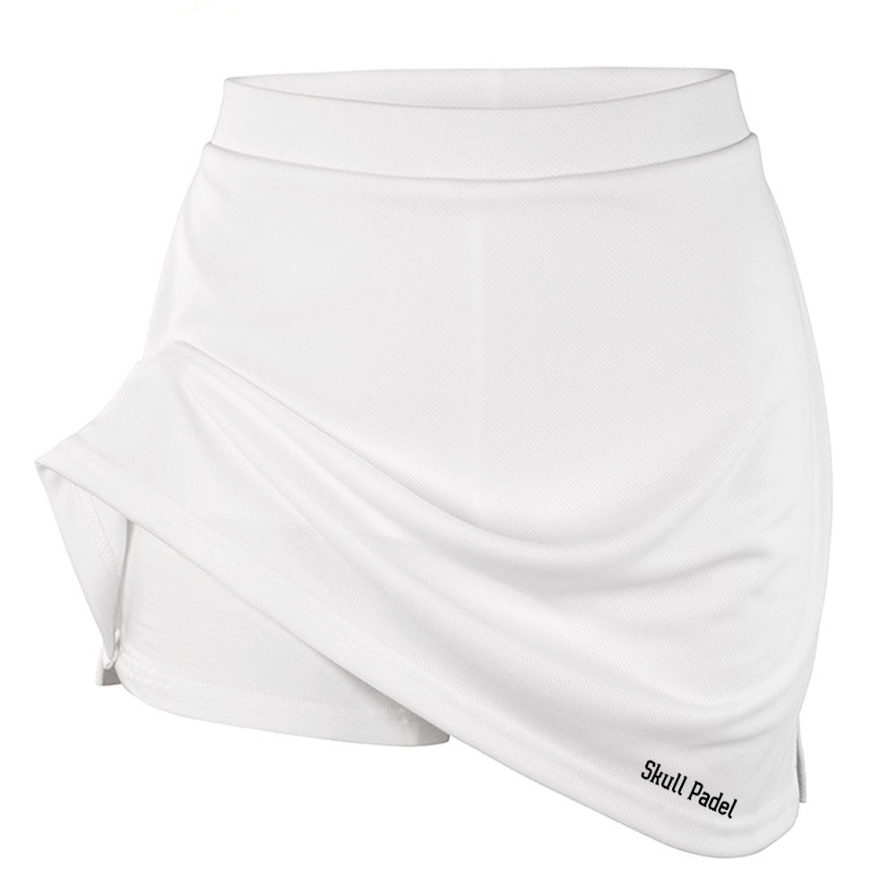 Padel Sportskort Women - White Black - Skull Padel